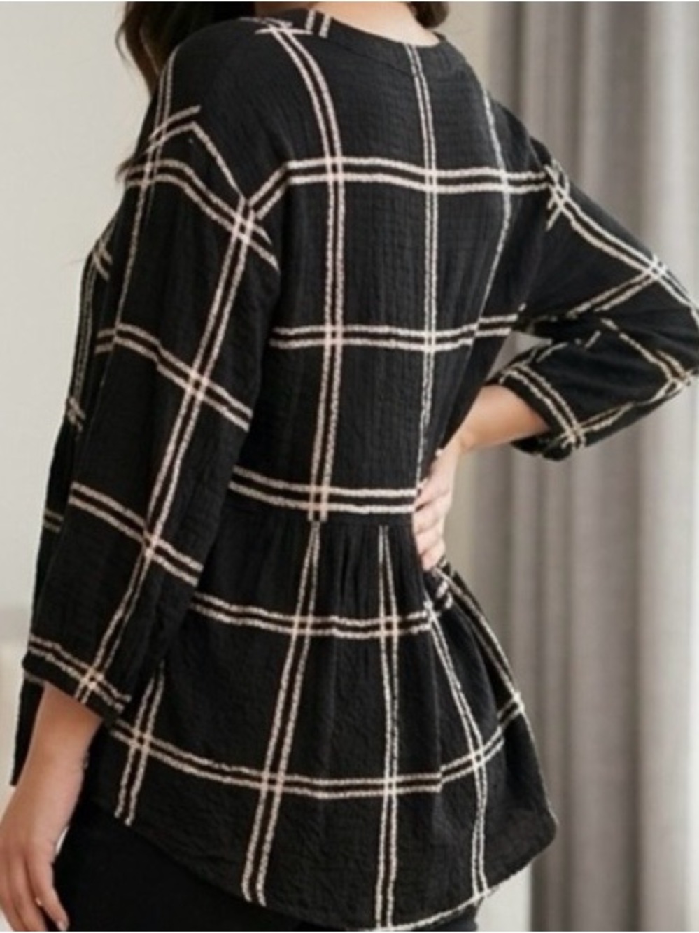 Jane & Delancey Stylish Black Plaid Shirt size XL